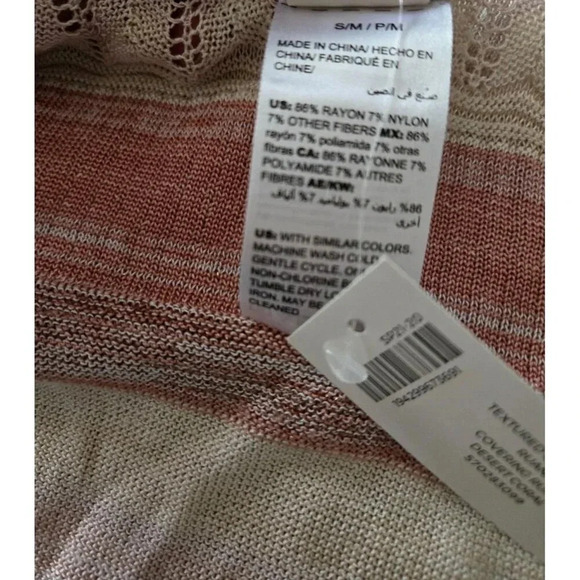 Chico's Ruana Size Small Medium Textured Shine Stripe Kimono Wrap Shawl - Picture 7 of 8